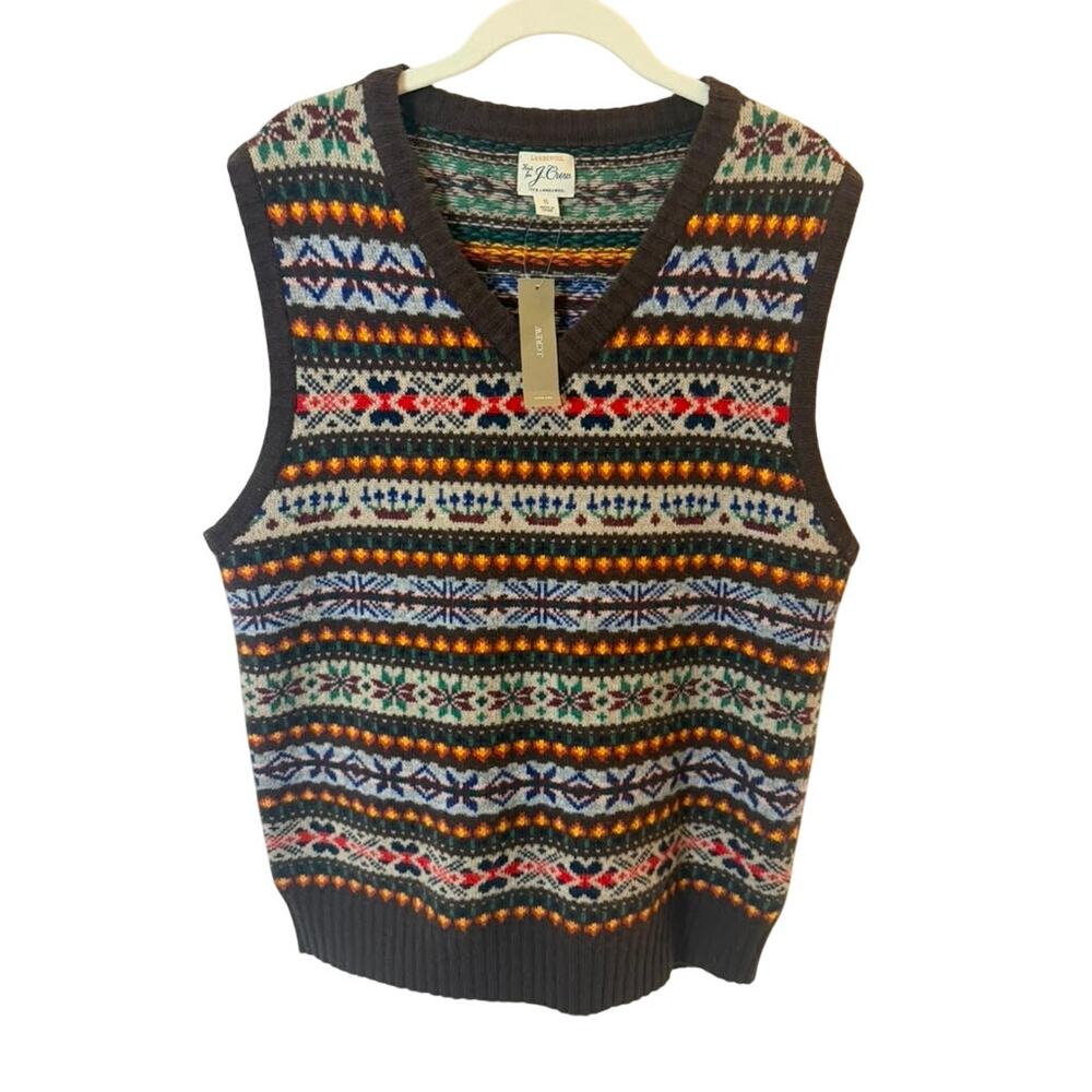 NWT J.Crew Lambs' Wool Fair Isle sweater-vest Men's sz. S